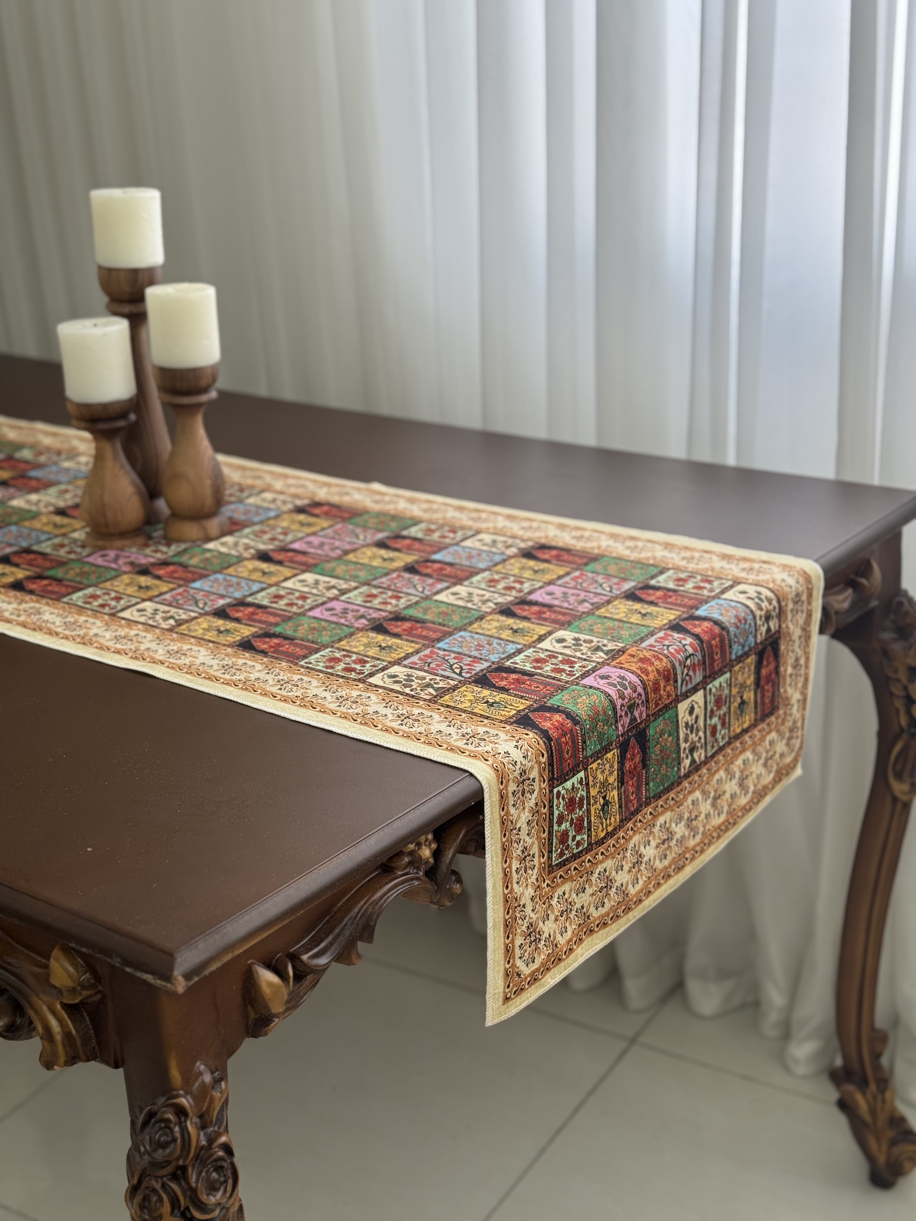 رانر (طرح چهل تیکه) جنس مخمل ابریشم ضد لک