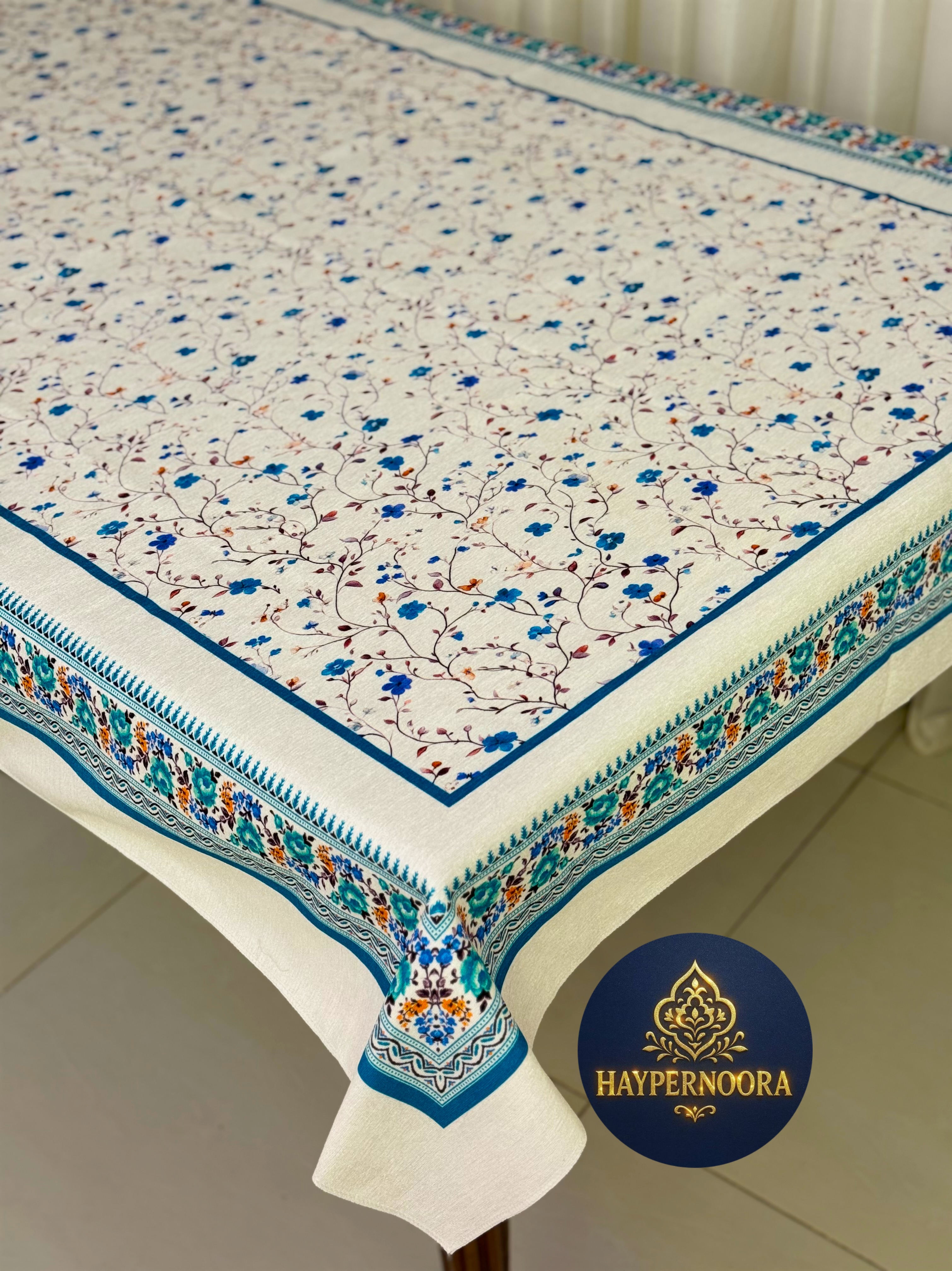 سفره پارچه ای (طرح چشمه گلها) جنس مخمل ابریشم ضد لک