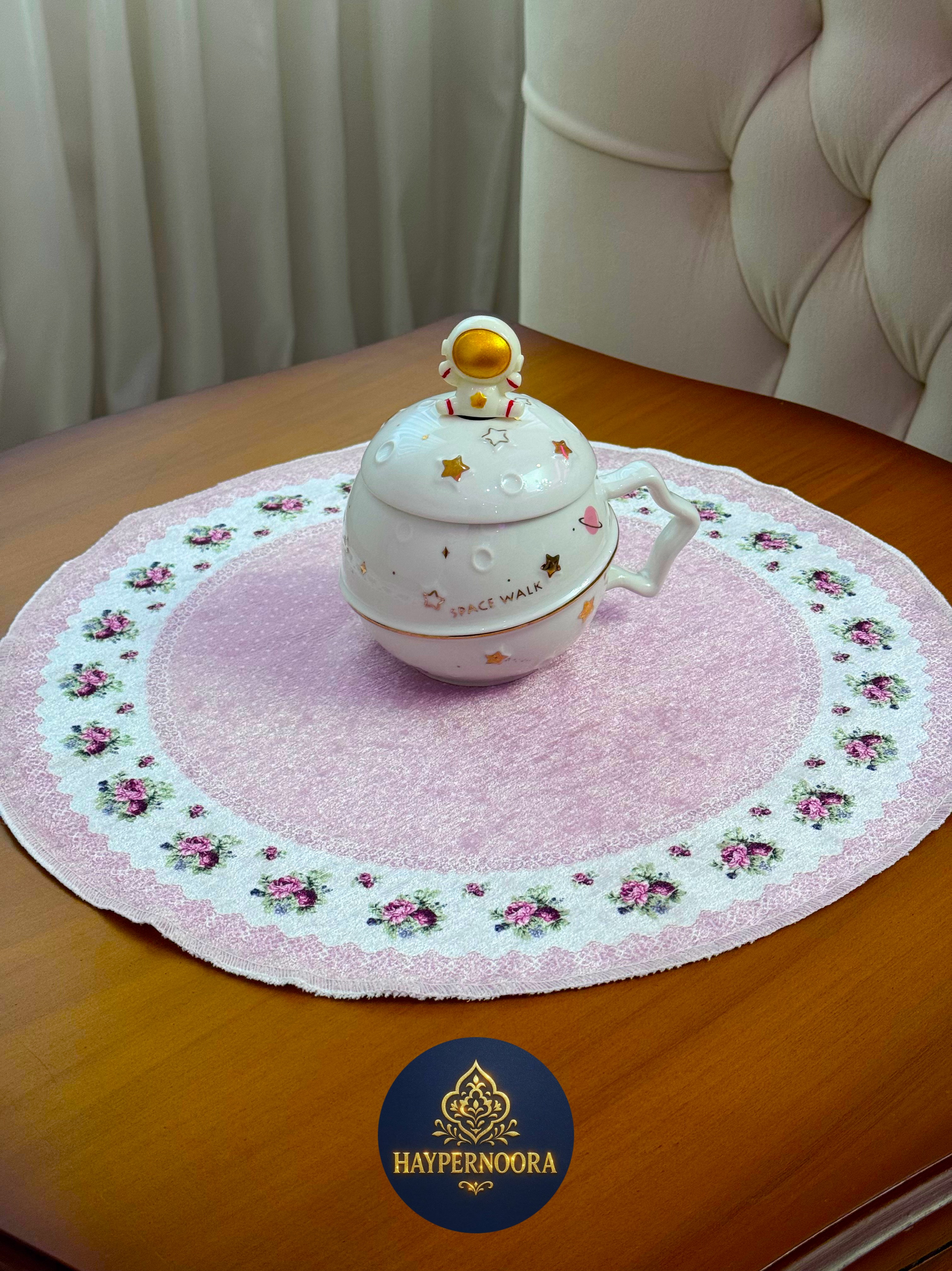 زیر بشقابی (طرح غنچه) جنس مخمل ابریشم ضد لک